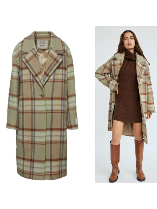 Aritzia Jackets & Blazers - Aritzia Wilfred The Only Coat in sage green brown plaid cashmere wool Sz 8